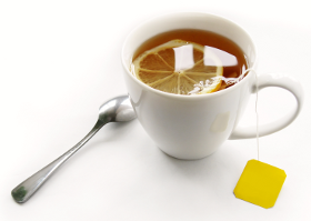 [stock photo of a cup of tea with lemon]